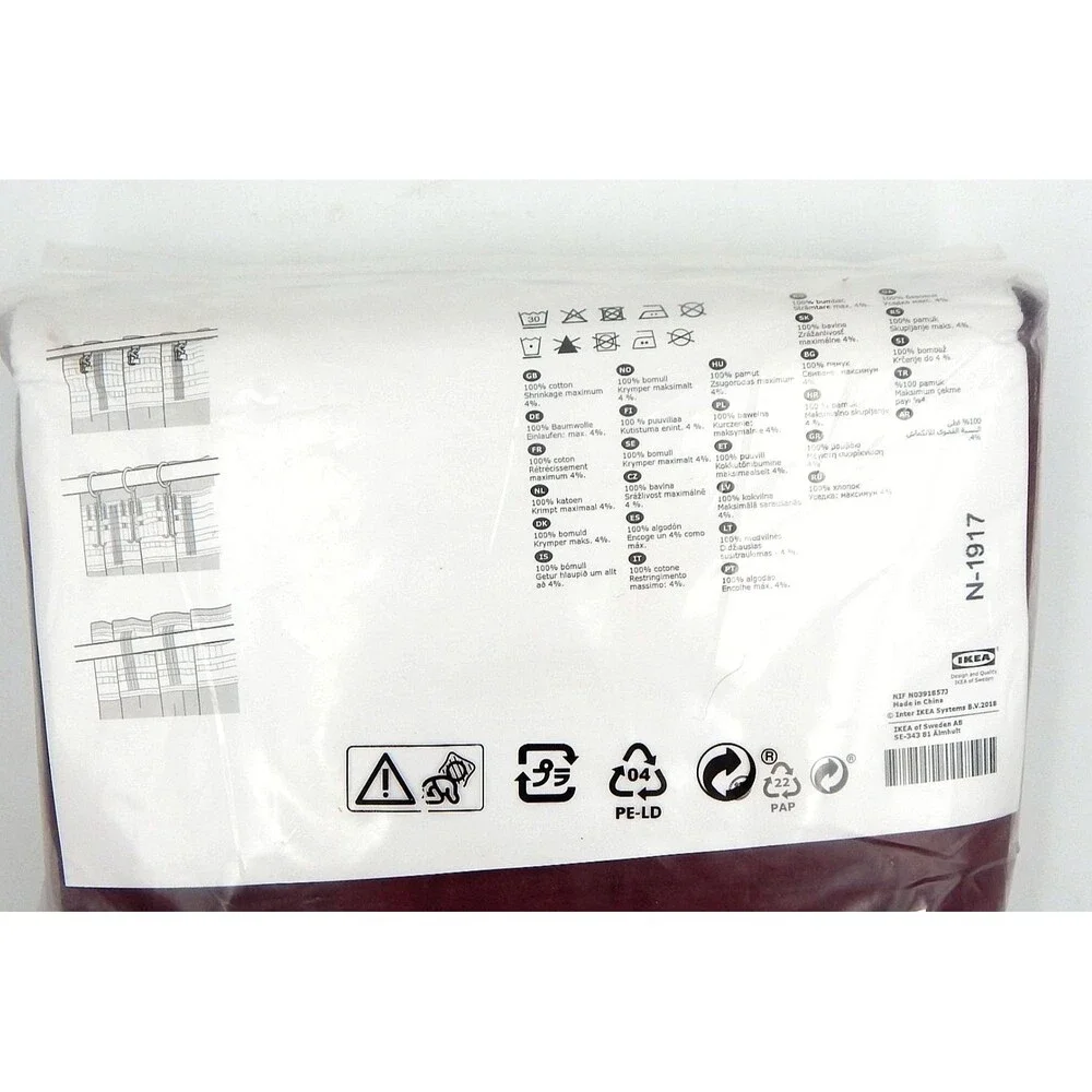 Ikea SANELA Dark Red Velvet Curtains Room Darkening 55x98 Inch 1 Pair 304.140.27
